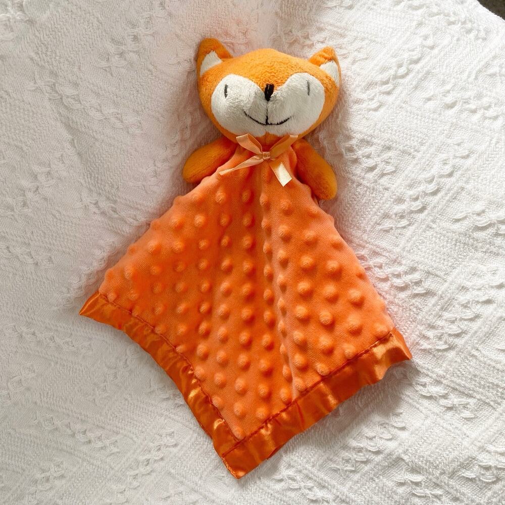 Pro Goleem Orange Fox Minky Dot Satin Baby Lovey Security Blanket Plush